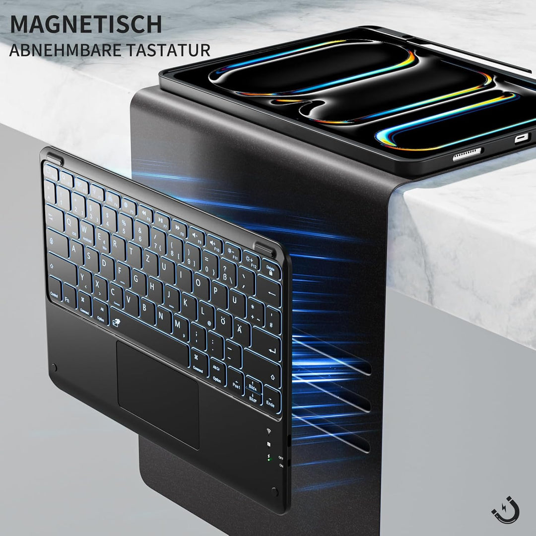 Vobafe Hülle mit Tastatur für iPad Pro 13 Zoll M5/M4 (2025/2024), Multi-Touch Trackpad Hochwertige P
