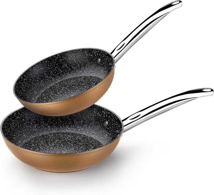 Monix Copper - Set mit 2 Pfannen, Kupfereffekt, 20-24 cm, geschmiedetes Aluminium, antihaftbeschicht