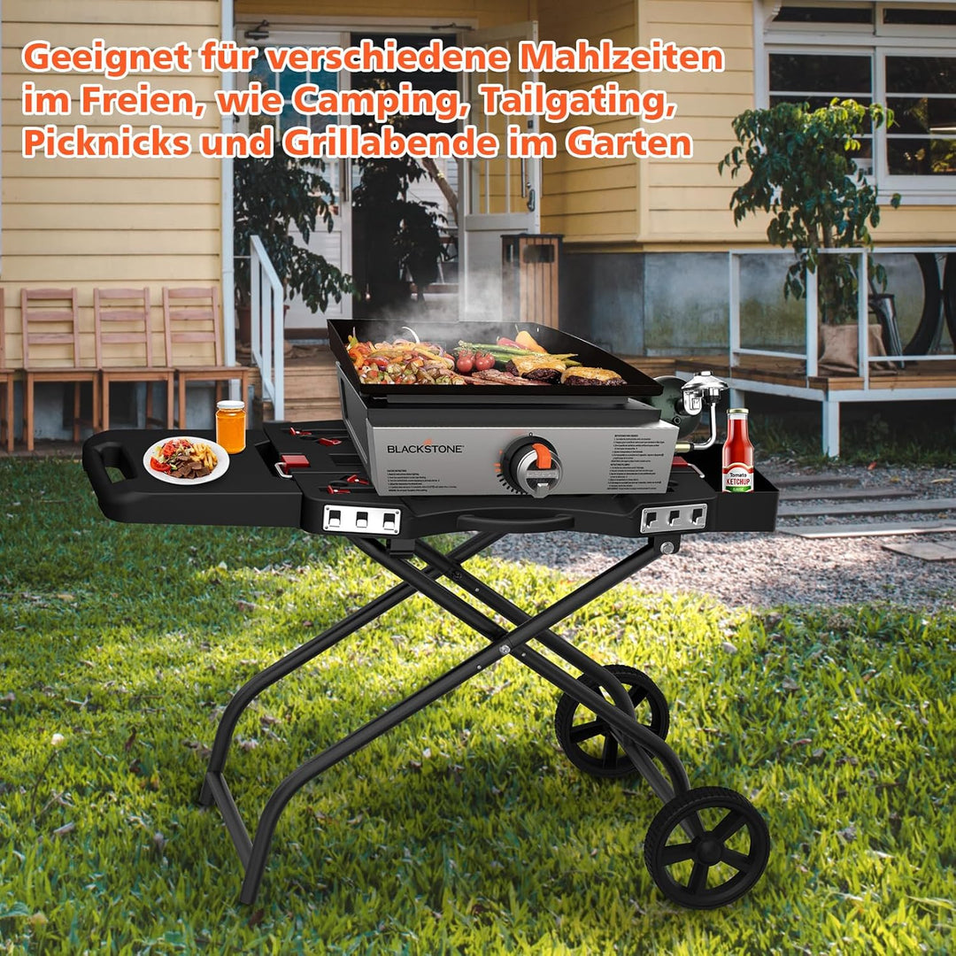 Denmay Tragbarer Grillwagen mit Rad für Weber Q1200, Q1000, Q2200, Q2000 Serie, für Blackstone 43CM