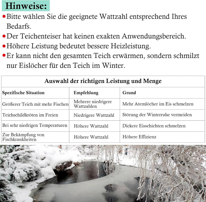 FEDOUR Teichheizung 150W - Eisfreihalter für Teiche, Koi-Teich, Gartenteichenteiser mit 5m Langem Ka