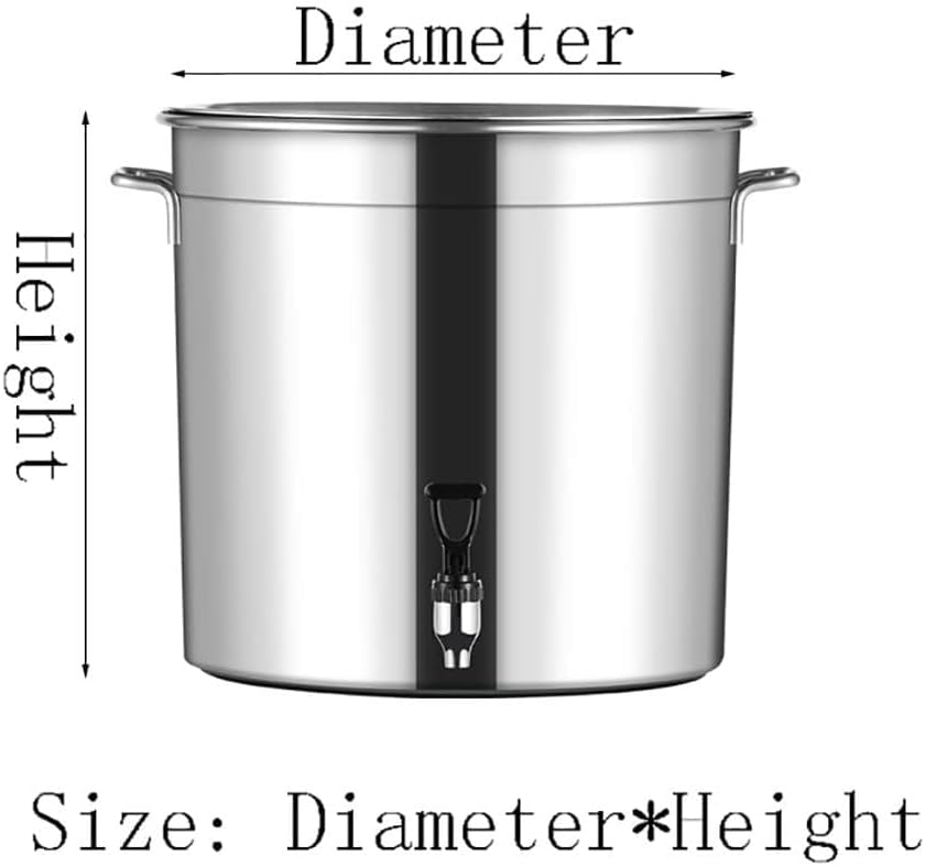 Suppentopf mit Deckel Suppentopf mit Wasserhahn Rostfreier Stahl Wein Eimer Milchkanne (Color : Silv
