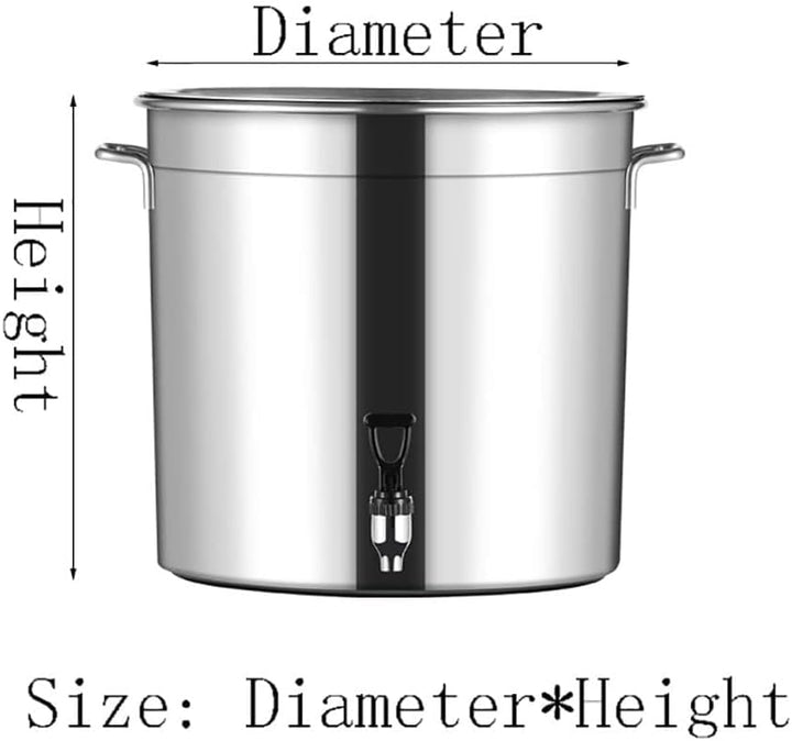 Suppentopf mit Deckel Suppentopf mit Wasserhahn Rostfreier Stahl Wein Eimer Milchkanne (Color : Silv