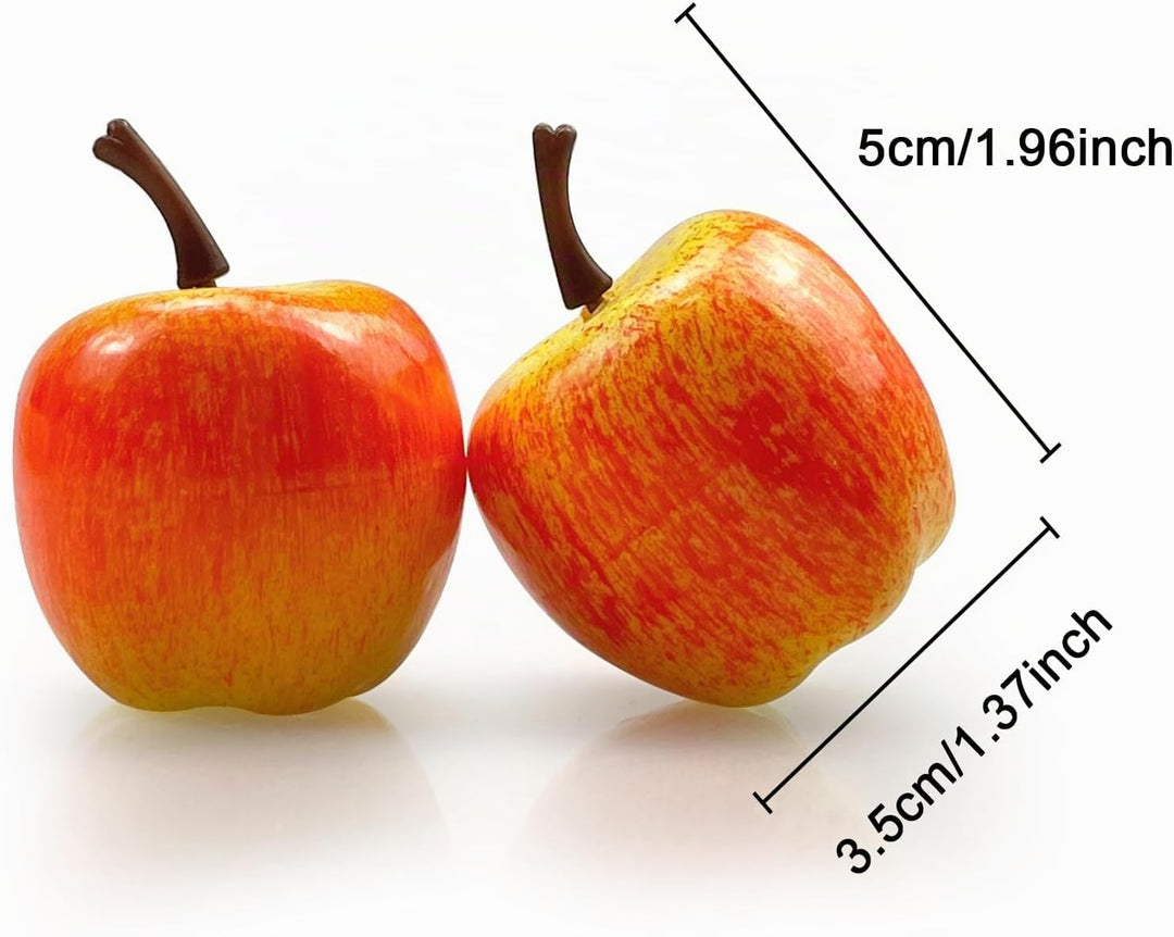 Lorigun 30 Stück künstliche lebensechte Simulationen, 3,3 cm, Mini-Äpfel, künstliche Früchte, Foto-R