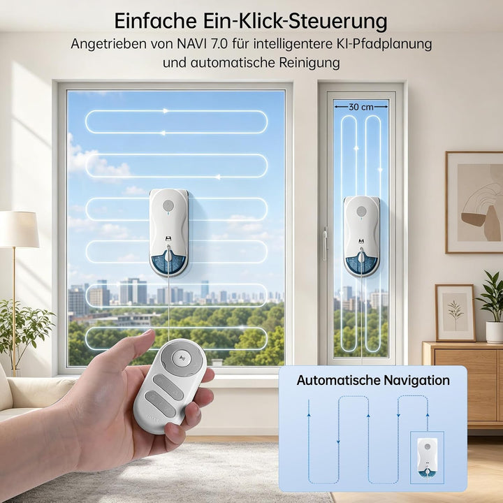 HUTT 10 Fensterputzroboter mit 6500Pa, Nass-Trocken Reinigung, Doppelspray