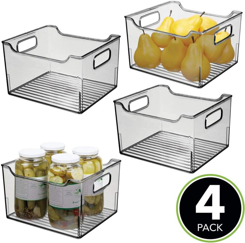 mDesign 4er-Set Aufbewahrungsbox mit Griffen – hohe Kühlschrankbox zur Lebensmittelaufbewahrung – Ab
