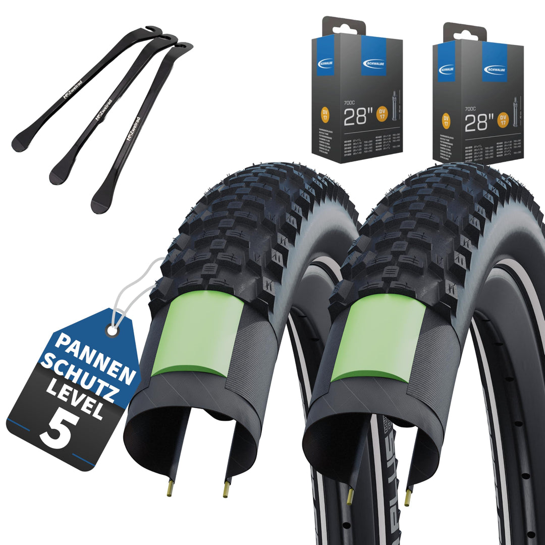 2er Set Schwalbe Fahrradreifen Smart Sam Plus 28 Zoll x 1.60 Zoll (42-622) + auswählbar mit Schläuch