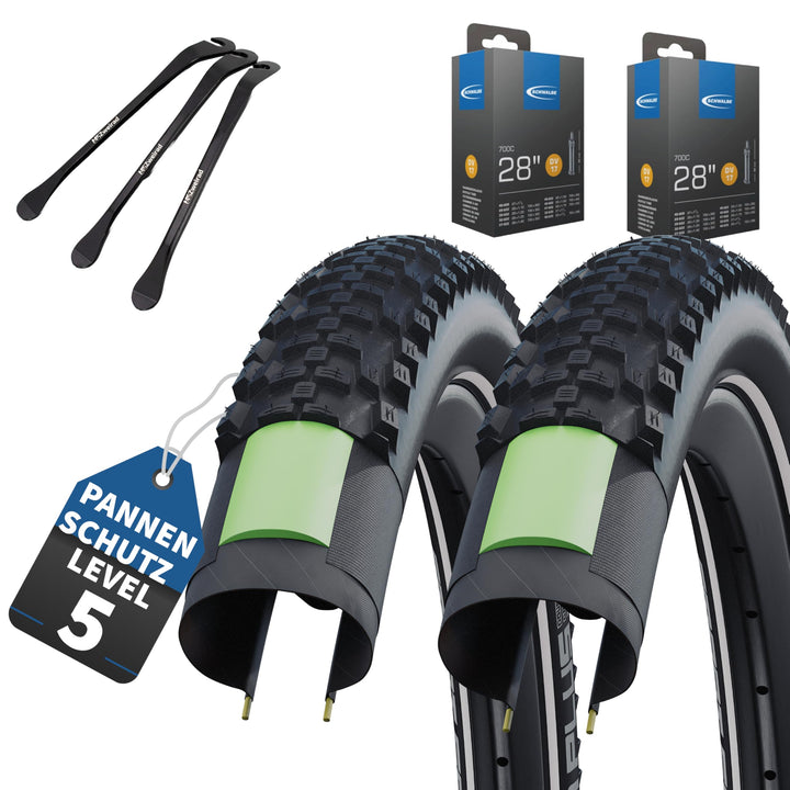 2er Set Schwalbe Fahrradreifen Smart Sam Plus 28 Zoll x 1.60 Zoll (42-622) + auswählbar mit Schläuch
