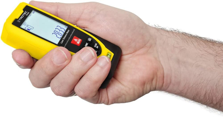 TROTEC Laser-Entfernungsmesser TD120 | Distanzmessungen Reichweite 120 m, Pythagoras-Funktionen, 99
