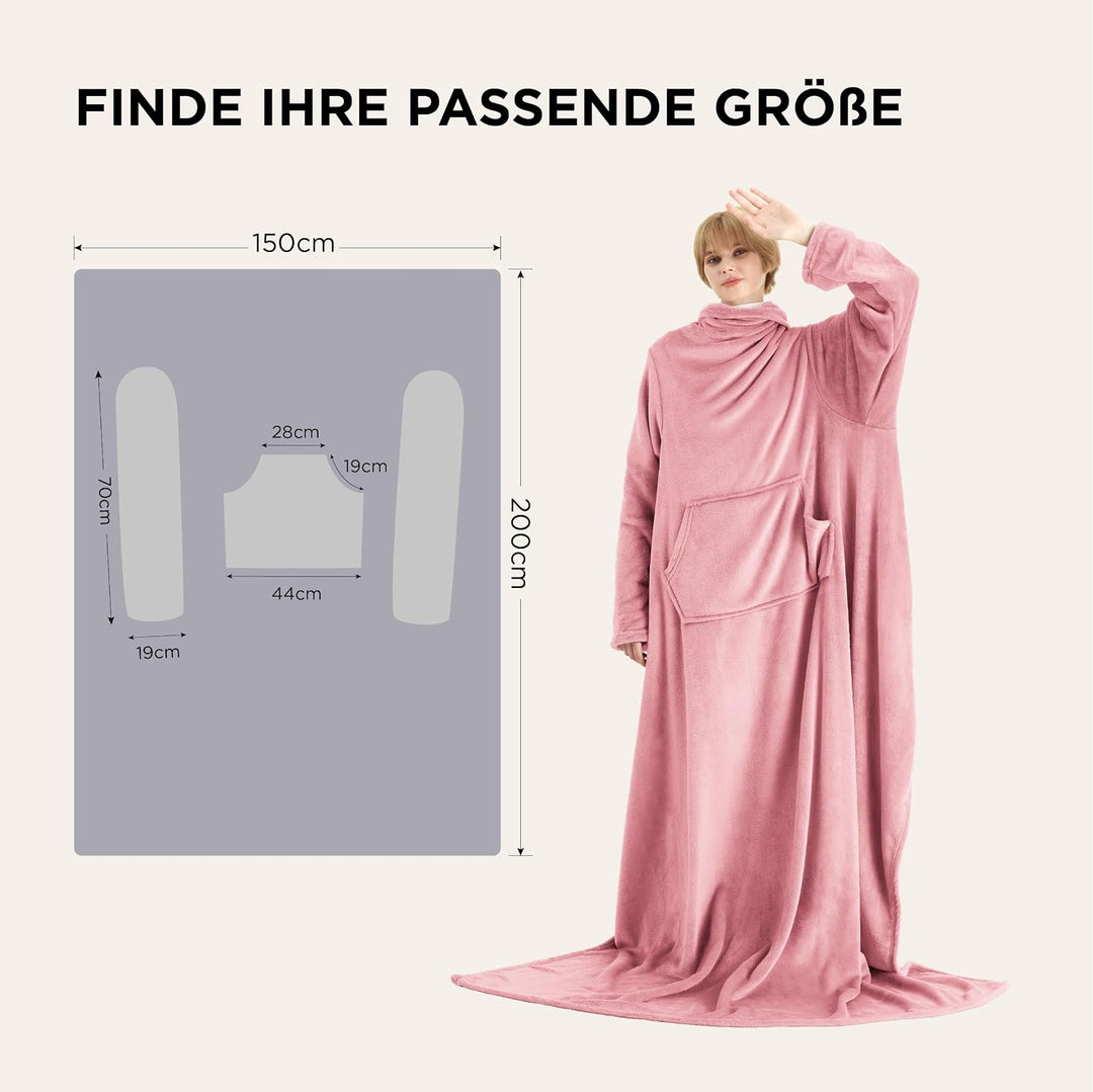 BEDSURE Decke mit Ärmeln Kuscheldecke - Weihnachten Geschenke für Frauen und Männer, Warm Ärmeldecke