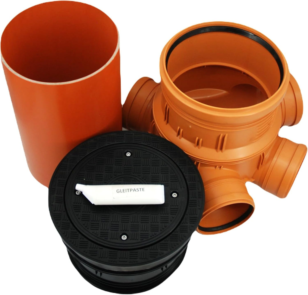 KG Schacht Kontrollschacht Revisionsschacht DN315 / 4 x DN160/125/110 - Schachtdeckel voll, Wasserdi