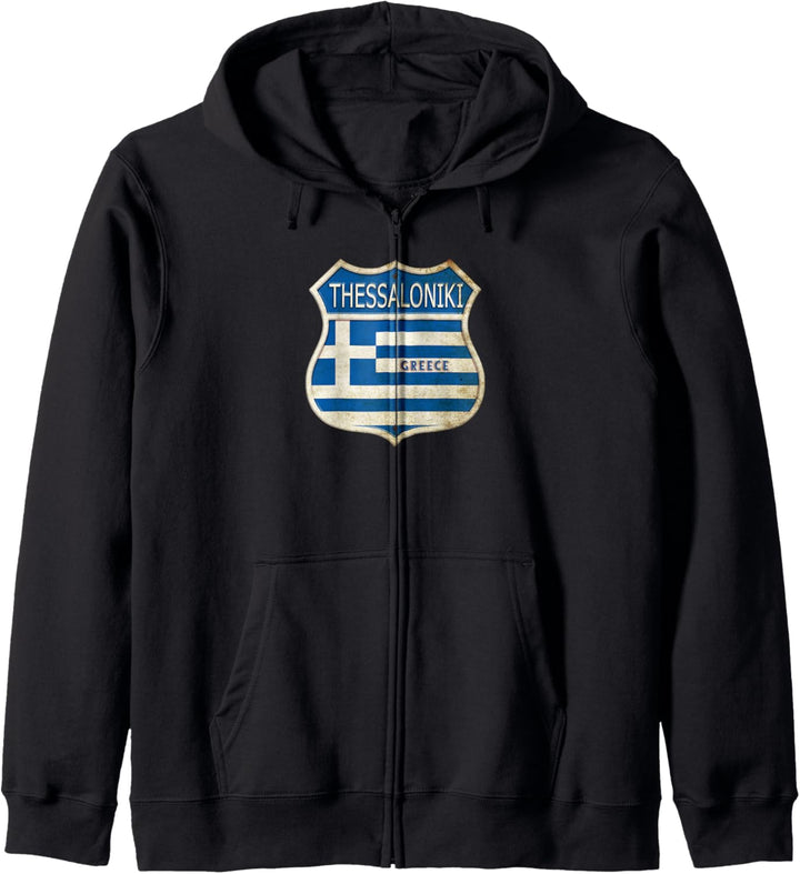 Thessaloniki Griechenland Wappen Flaggen Stadt Design Kapuzenjacke