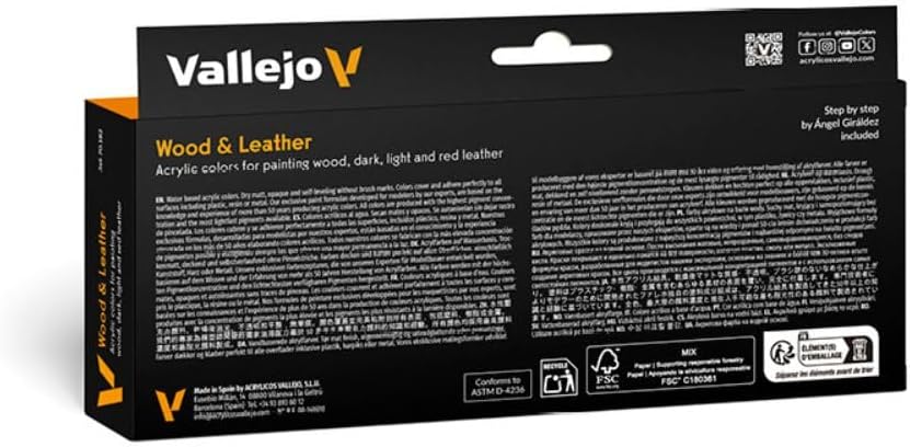 Vallejo VJ70182 70182 Farbset, Holz & Leder, 8x17 ml, Rot Single, Single