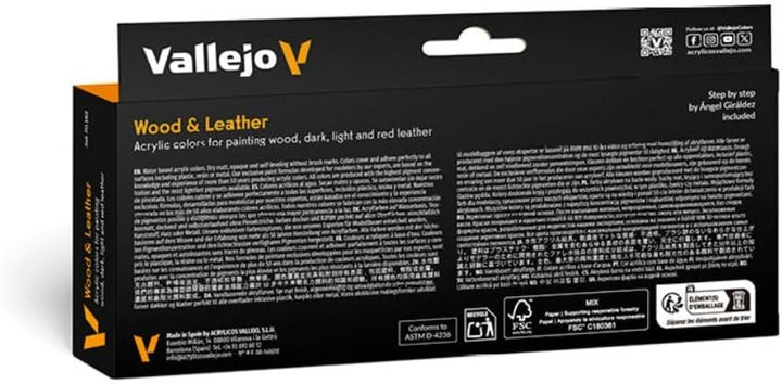 Vallejo VJ70182 70182 Farbset, Holz & Leder, 8x17 ml, Rot Single, Single