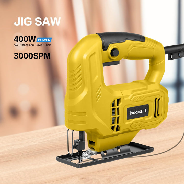 Stichsäge 400W – Pendelhubsäge mit variabler Geschwindigkeit (0–3000 U/min), 45° verstellbarem Gehru