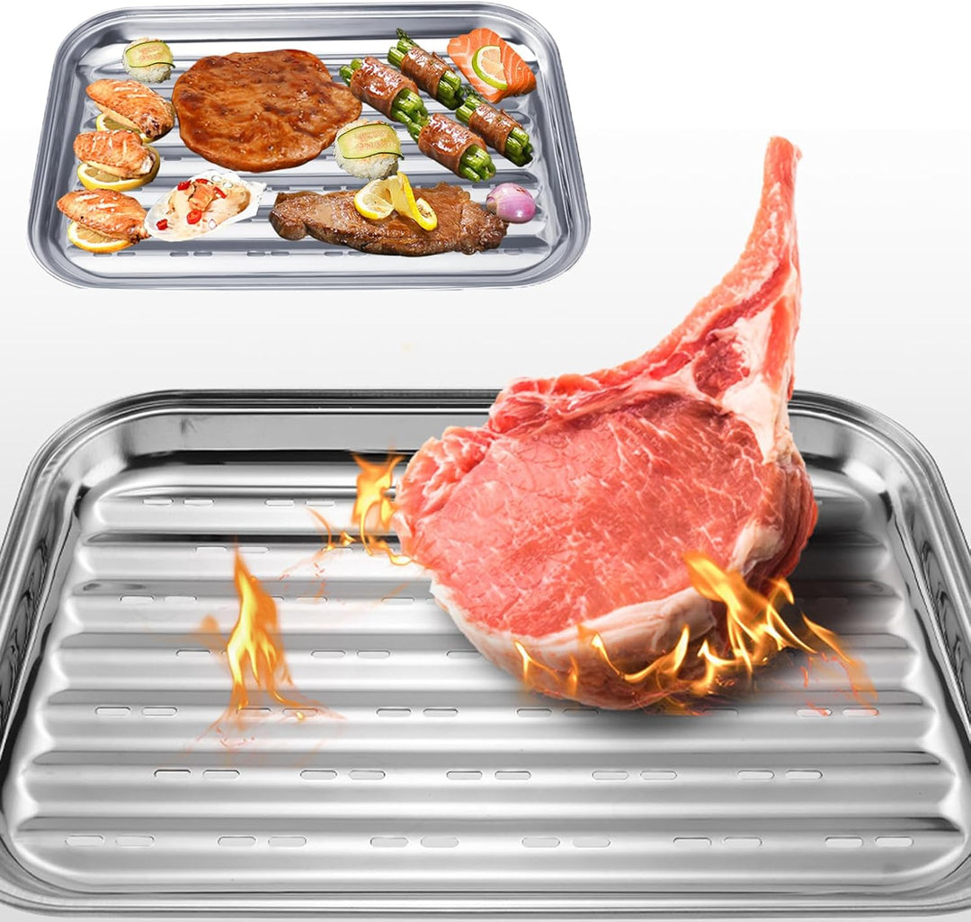 2 Stück BBQ Grillschalen Aus Edelstahl Grillschale Grillschale Edelstahl Grillkorb Wiederverwendbare
