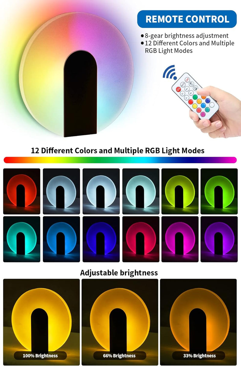 ELINKUME Wandlampe Innen Ohne Stromanschluss Batteriebetrieben, Usb Lader Remote RGB Led Wandlampe,