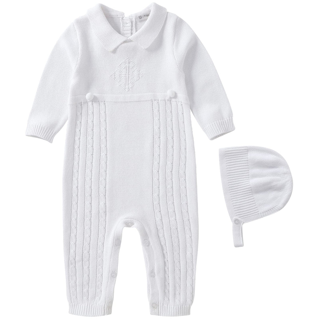 Booulfi Taufe Outfits für Jungen Baby Taufe Outfit Neugeborenes Srping Sommer gestrickt Pullover Str
