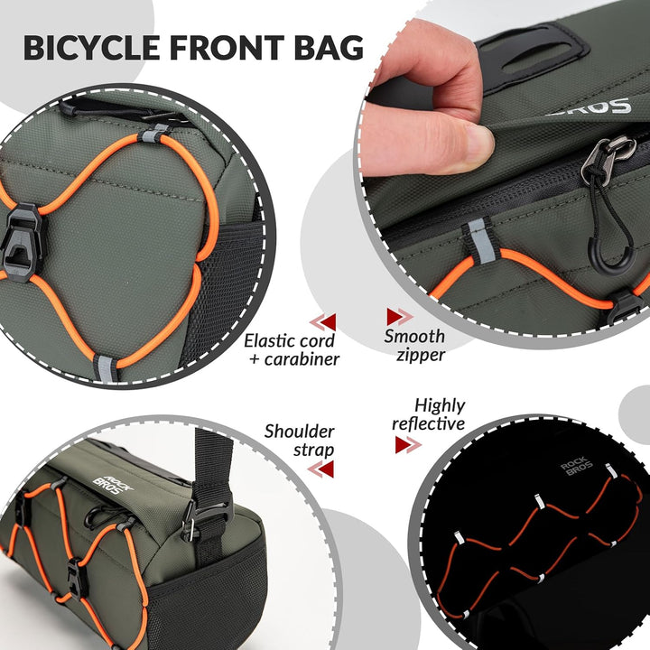 ROCKBROS Fahrrad Lenkertasche 2,2L als Umhängetasche | Fahrradtasche vorne mit abnehmbarem Tragegurt