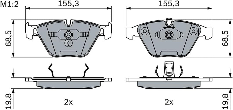 Bosch BP367 Bremsbeläge - Vorderachse - ECE-R90 Zertifizierung - vier Bremsbeläge pro Set