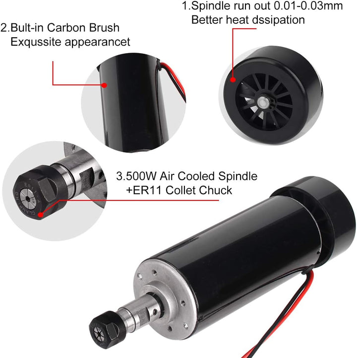 500W Luftgekühlten 0.5kw Mini Spindle Motor + 220V MACH3 Geschwindigkeit Power Converter + 52mm Clam