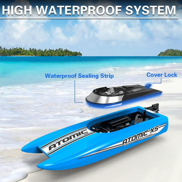 VOLANTEXRC RC Boot Atomic XS, 2,4GHz ferngesteuertes Boot für Pools und Seen, 20+ kmh RC Boot RTR, R