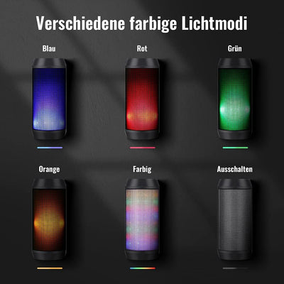 Bluetooth Lautsprecher Tragbarer Musikbox LED Bluetooth Box Kabellos mit Freisprechfunktion für Hand