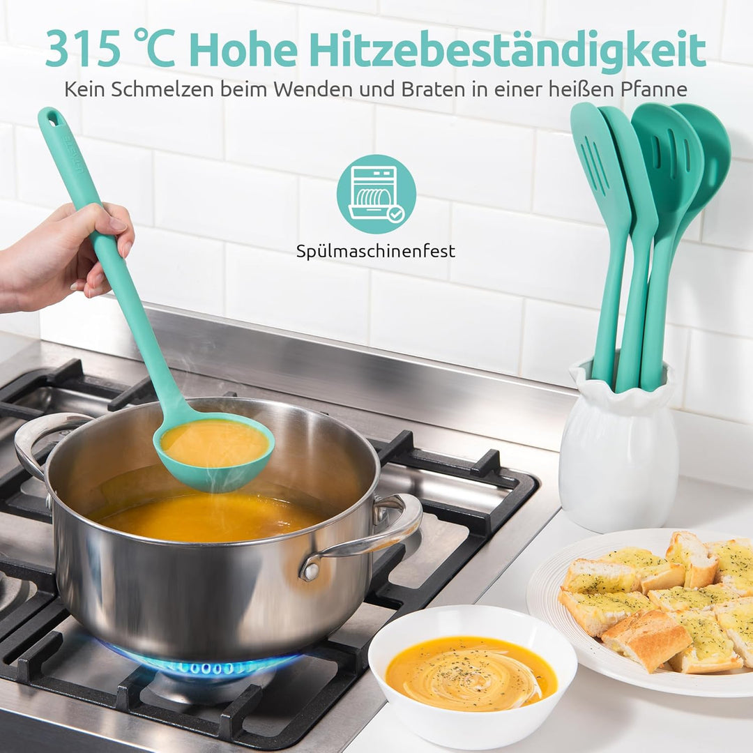 U-Taste Extra lange Küchenutensilien aus Silikon, 5 Stück, 230 °C hitzebeständig BPA-freier Kochuten