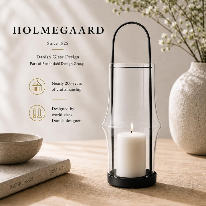 Holmegaard - Laterne - Arc - Glas, Stahl - Farbe: klar, schwarz - (HxØ): 39 x 15 cm