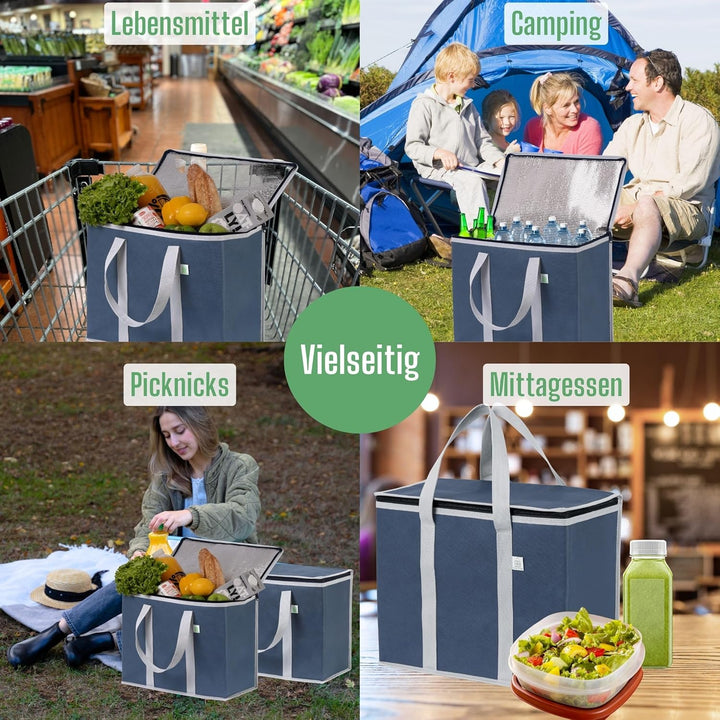 VENO 29 Liter Einkaufstasche Wiederverwendbare Faltbar Kühltasche Einkaufskorb, Gross Picknickkorb R