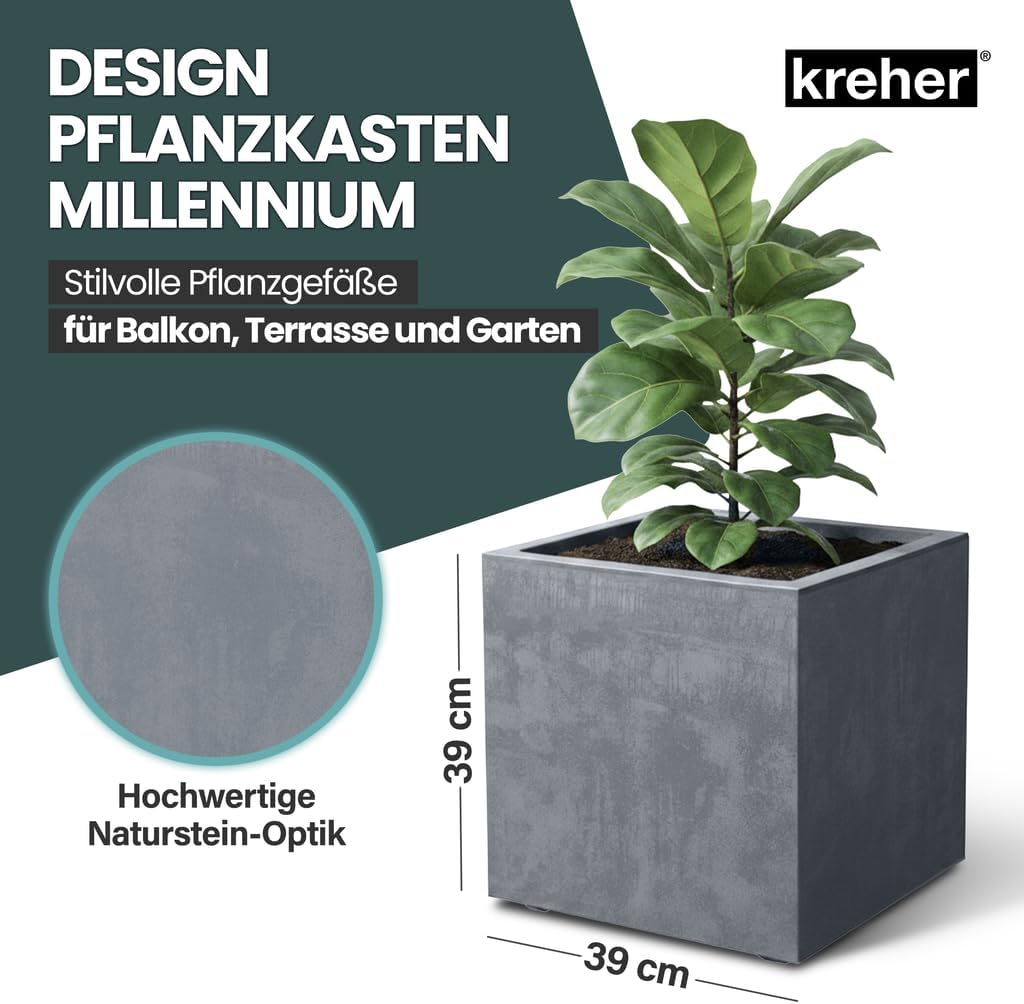 Kreher XL Pflanzkasten Millennium in verschiedenen Formaten und Farben. Tolle Naturstein Optik in Br
