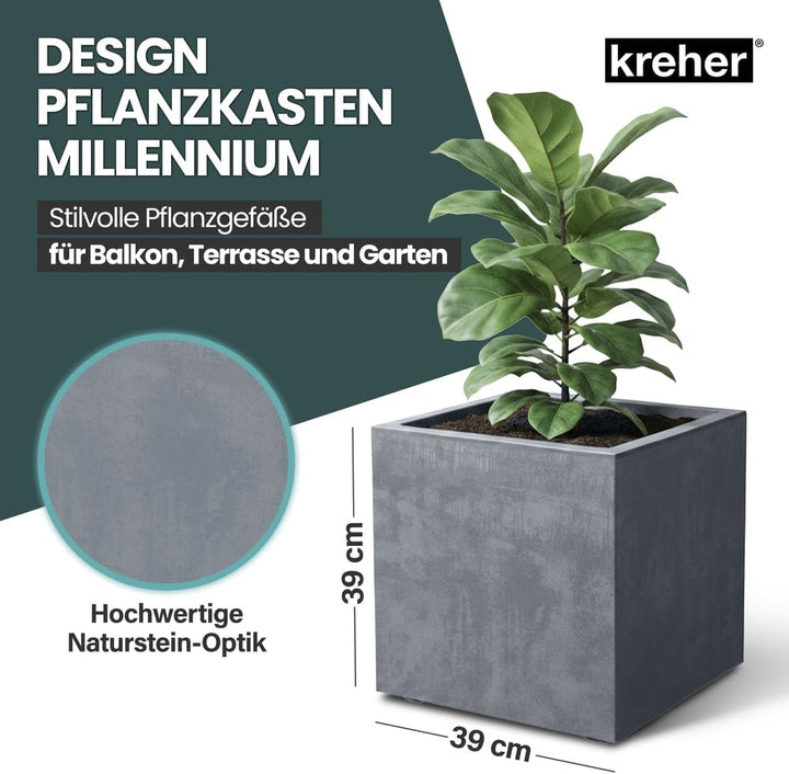 Kreher XL Pflanzkasten Millennium in verschiedenen Formaten und Farben. Tolle Naturstein Optik in Br