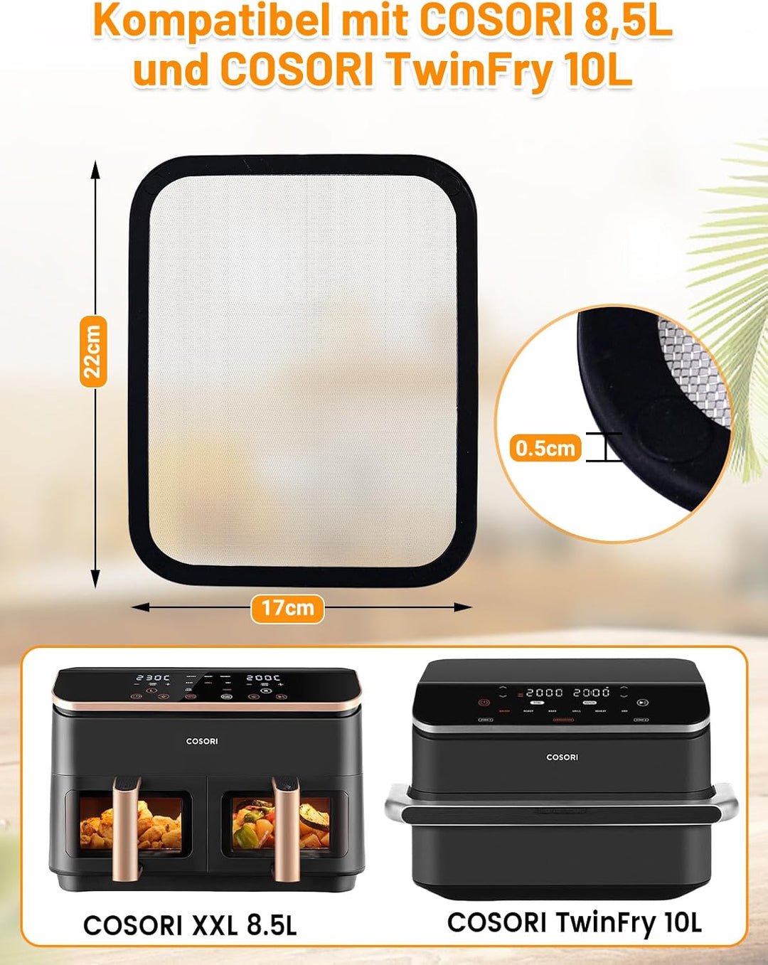 2 Stück Magnetischer Edelstahl Spritzschutz für COSORI Dual Blaze Twinfry 10L / COSORI Heissluftfrit
