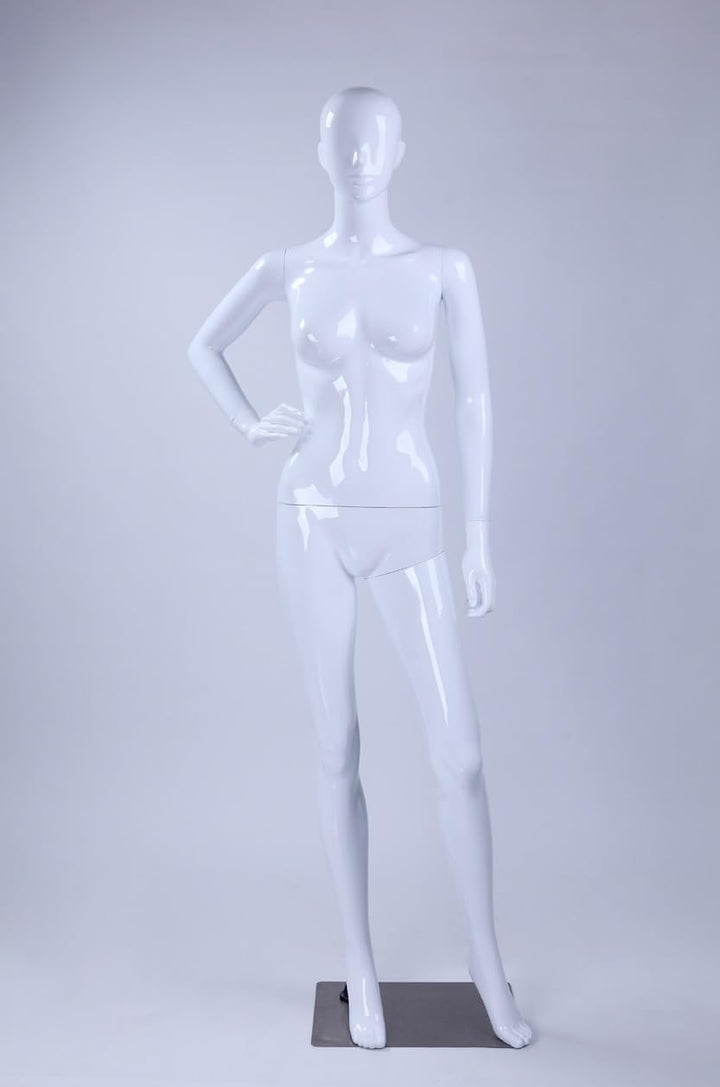 weibliche Schaufensterpuppe LF3-B abstrakte Weiss in Glanz Nase und Mund geformt (Frau LF3-B weiss g