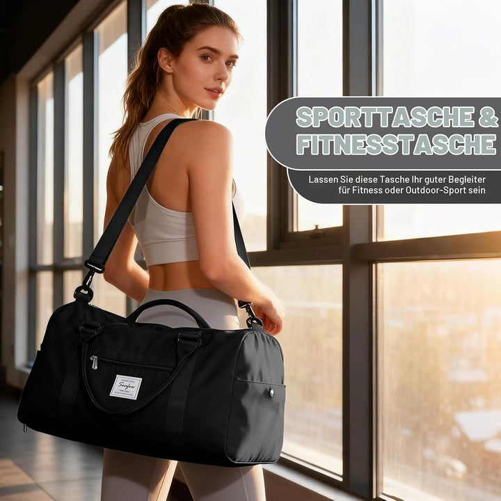 WEPLAN Sport Duffel Bag Damen Herren Sporttasche mit Schuhfach &amp; Nassfach Reisetasche Handgepäck Tas