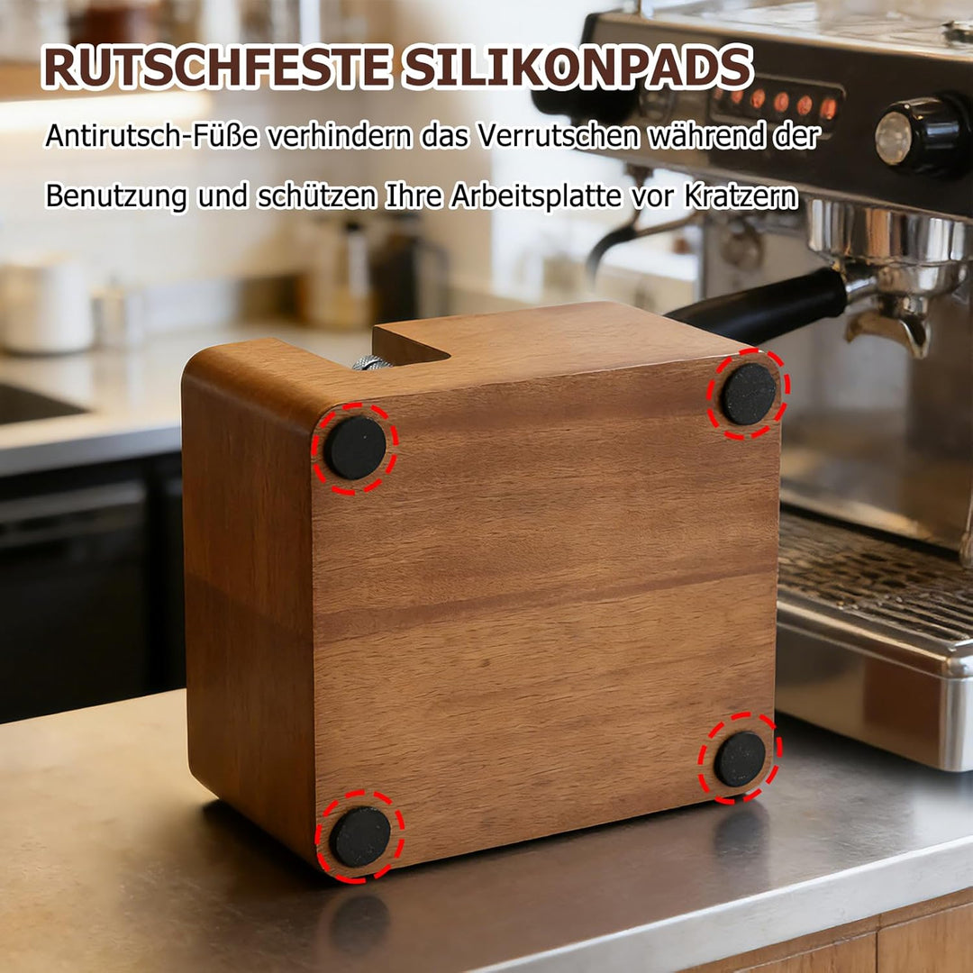 Tamperstation 58mm für Siebträger, Walnussholz Espresso Tamping Station, Tamper Station Barista Kaff