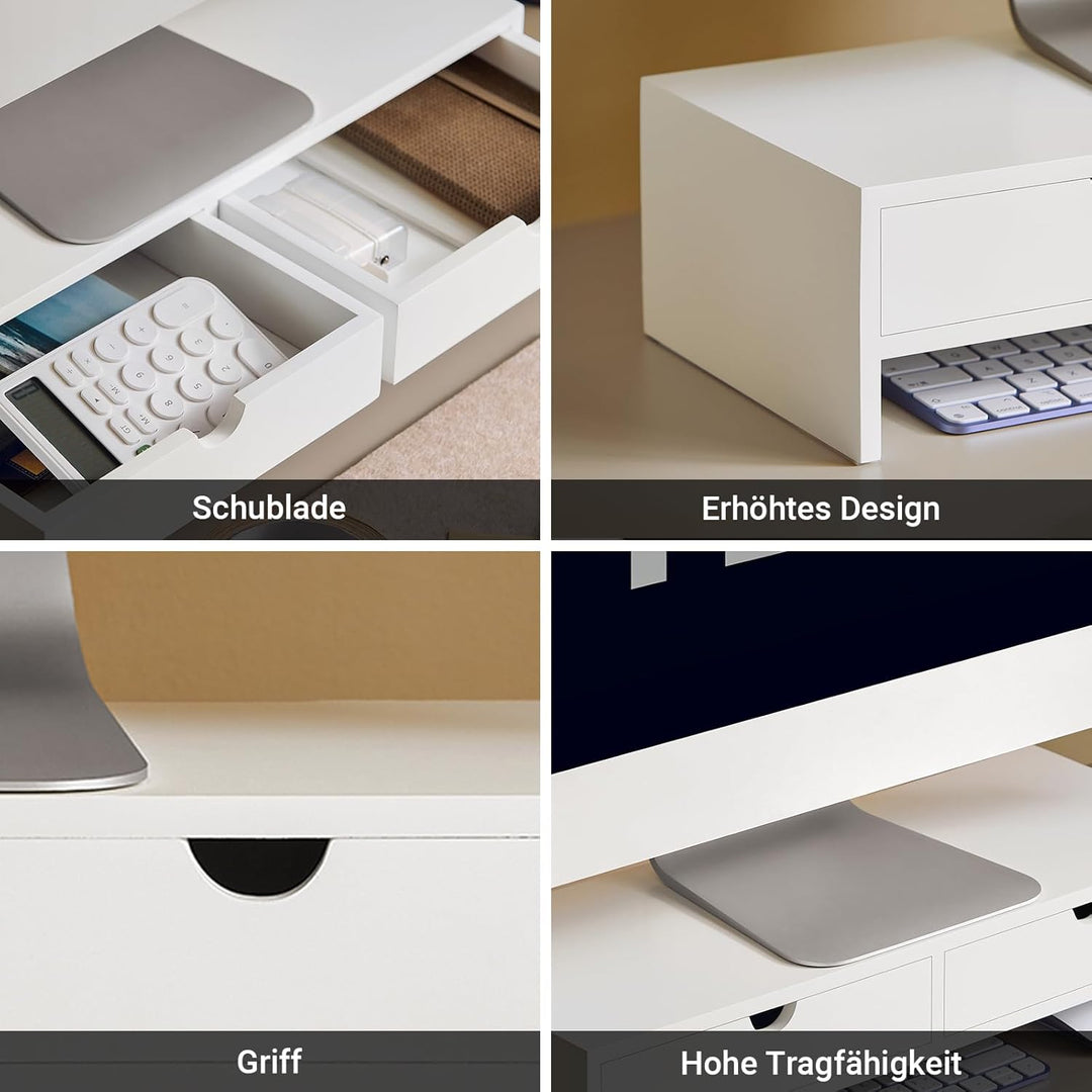 SoBuy Schreibtisch Organizer, Monitorständer mit 2 Schubladen, Monitorerhöhung für Schreibtisch, Mon