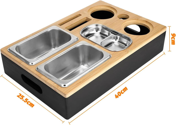Auauraintt Sofa Tablett, Couchbar Snackbox, Mit Snackschalen Aus Edelstahl,mit Abnehmbarer Deckel, d