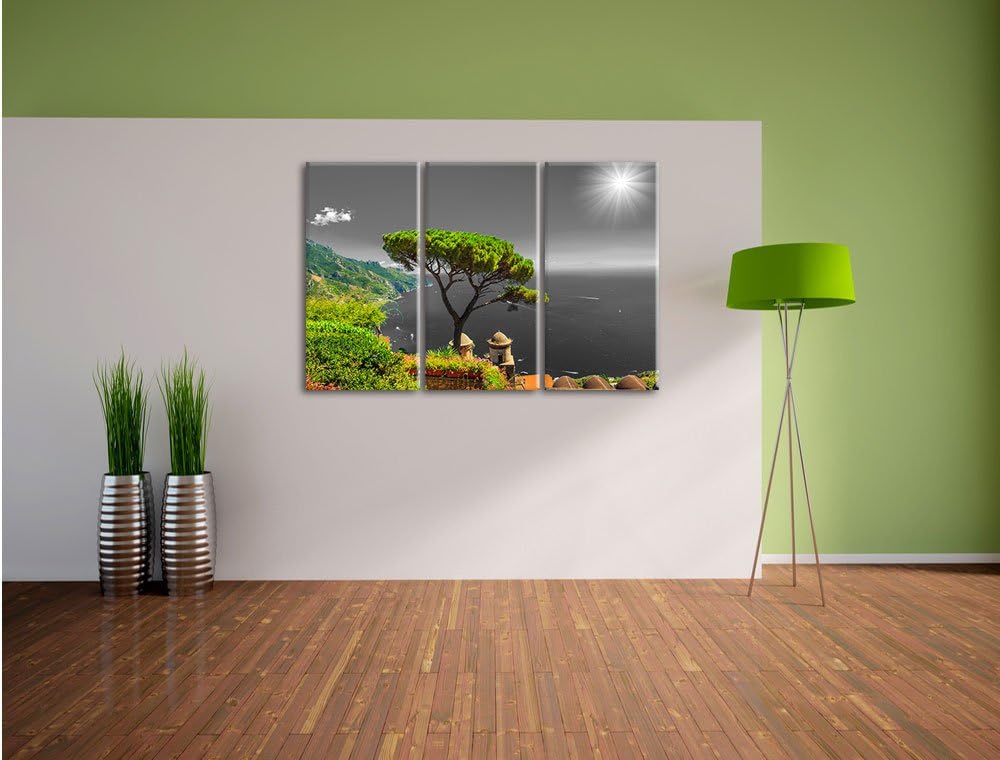 Pixxprint Baum am Mittelmeer als Leinwandbild/Grösse: 3 Teilig (120x80 cm) cm/Wandbild/Kunstdruck/fe