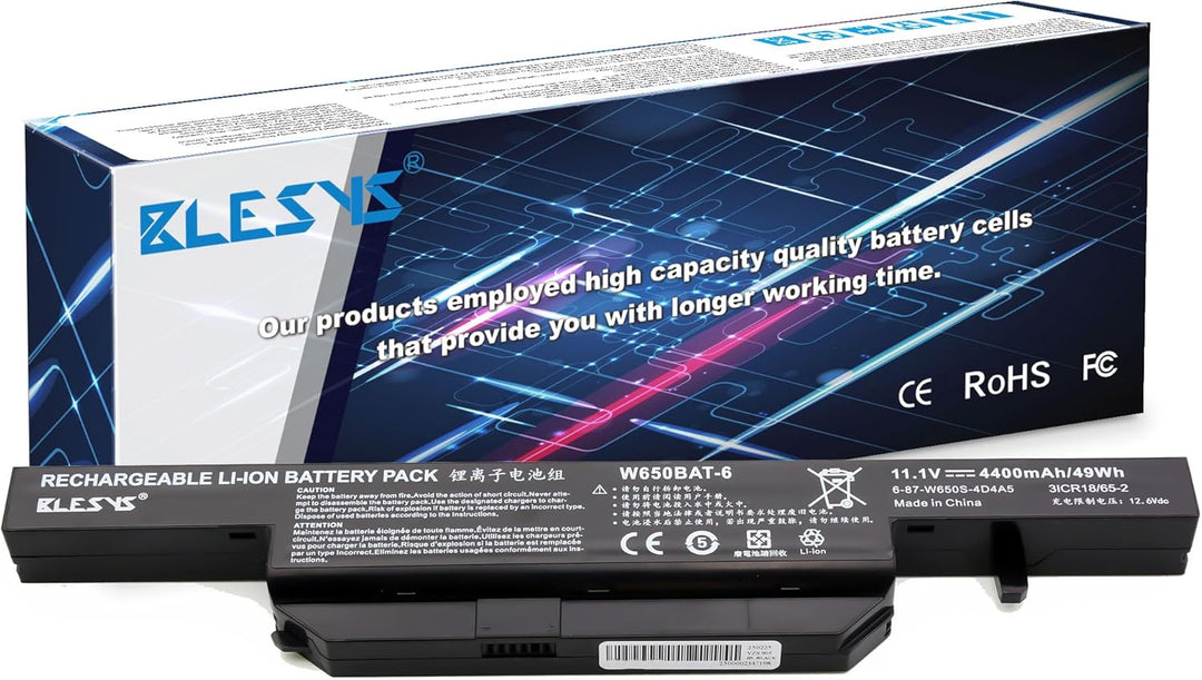 BLESYS Akku Clevo W650BAT-6 6-87-W650-4E42 6-87-W650S-4D4A3 Kompatibel mit Laptop Akku Clevo W650 W6