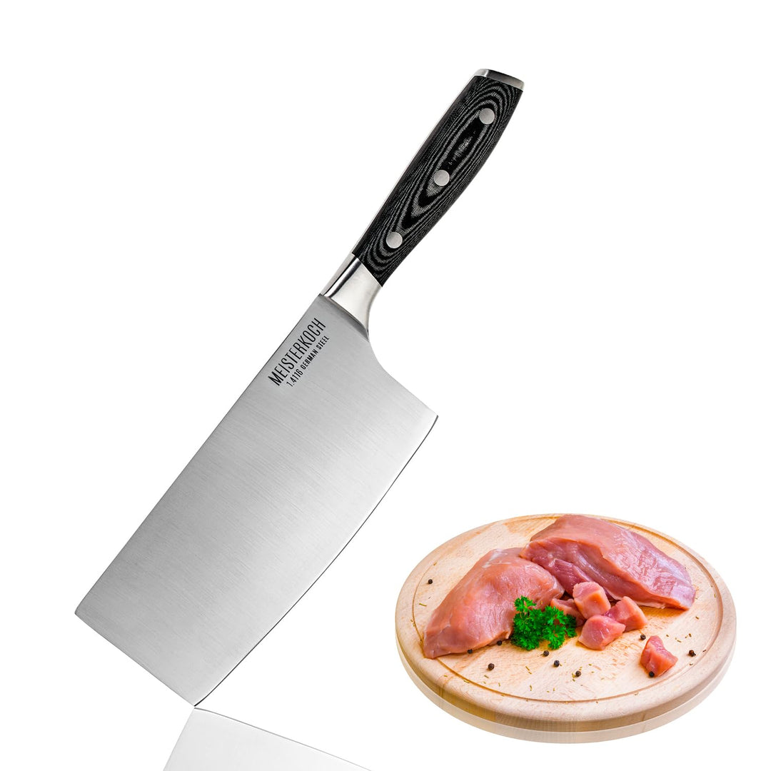MEISTERKOCH Hackmesser Messer Küchenmesser | 17,5 cm Klinge aus rostfreiem deutschen Edelstahl | erg