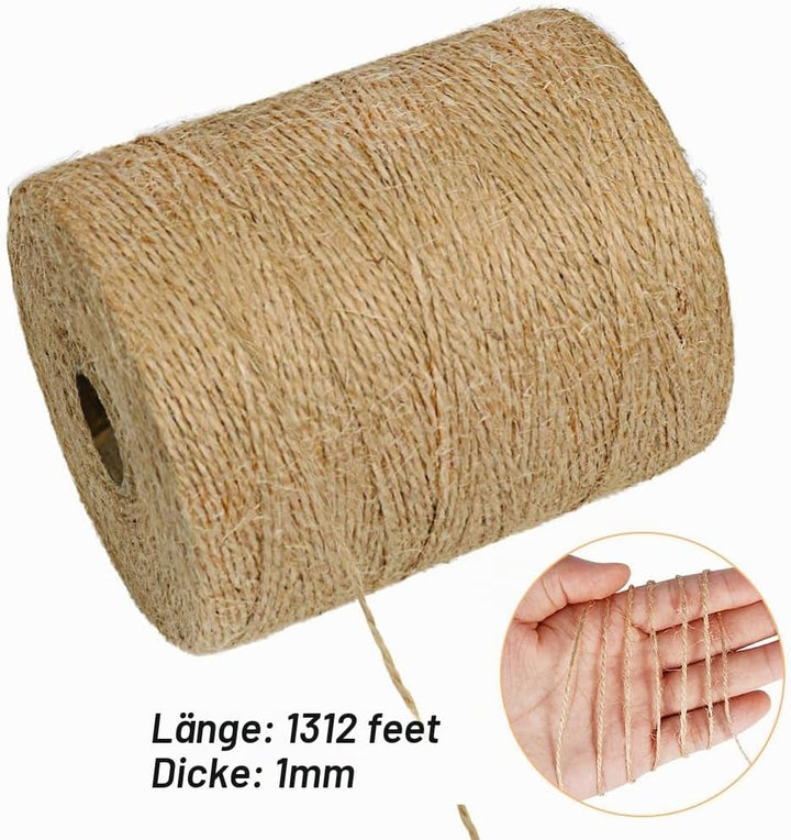 Vivifying 400m Jute-Schnur, Braun Juteschnur für Garten Bilder Pflanzen Basteln 1Pcs/400M, 1Pcs/400M