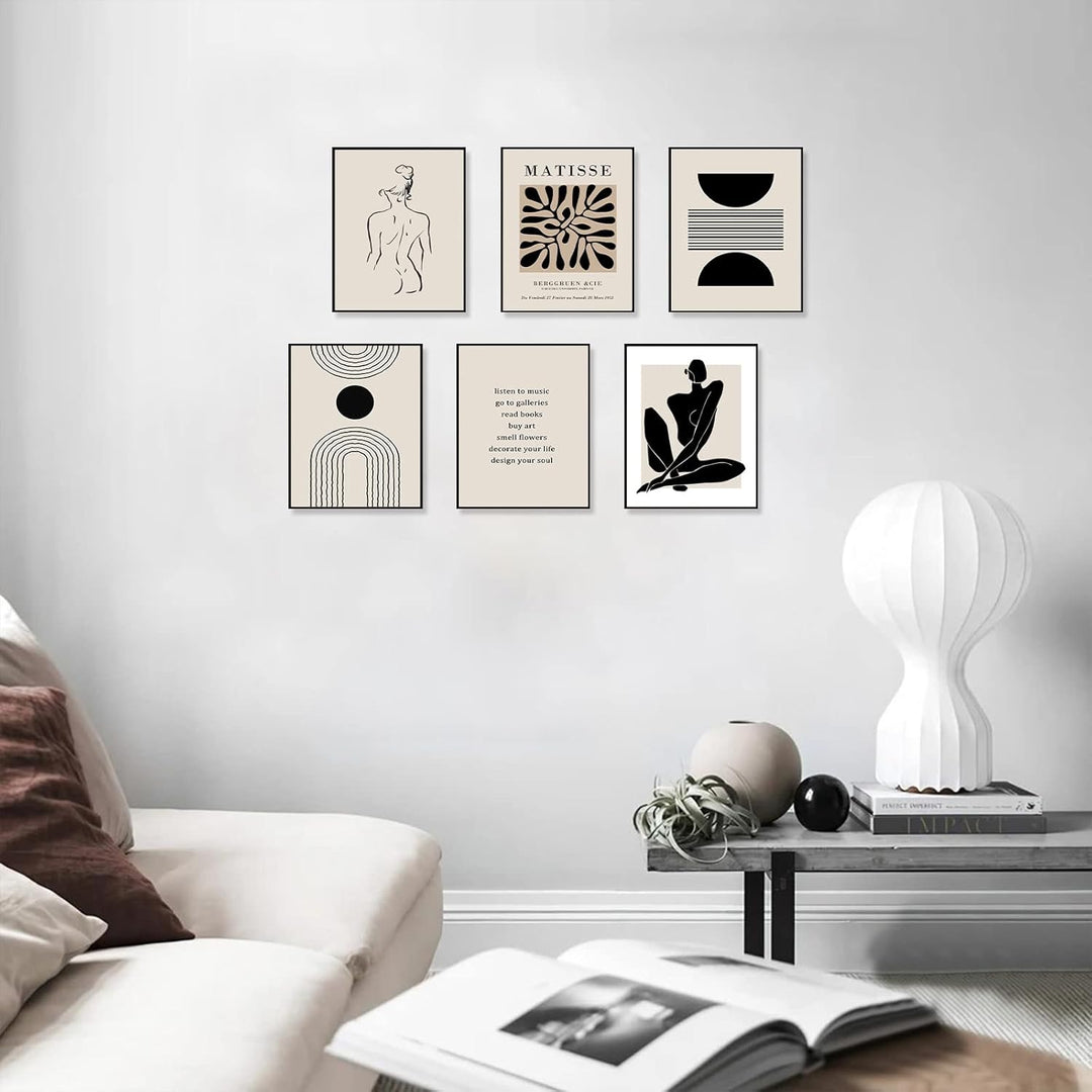 KBKBART Matisse Wandkunstdrucke, abstrakte Matisse-Wandkunst, Ausstellungsposter, schwarz beige Frau