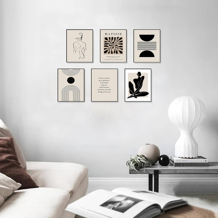 KBKBART Matisse Wandkunstdrucke, abstrakte Matisse-Wandkunst, Ausstellungsposter, schwarz beige Frau