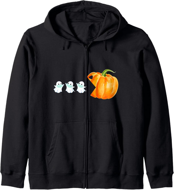 Kürbis essende Geister-Maske - lustiges Halloween Kapuzenjacke
