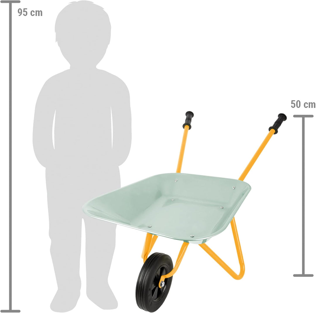 Small Foot Schubkarre „Tiny Garden“ aus Metall, kindgerechtes Outdoor-Spielzeug, Gartenspielzeug für