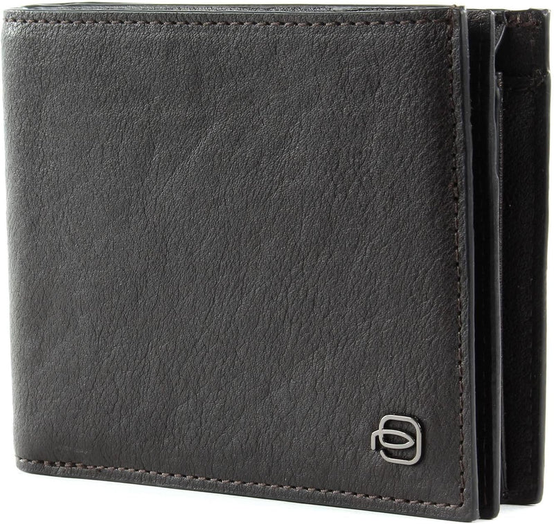 Piquadro Black Square Wallet with Flip Dark Brown