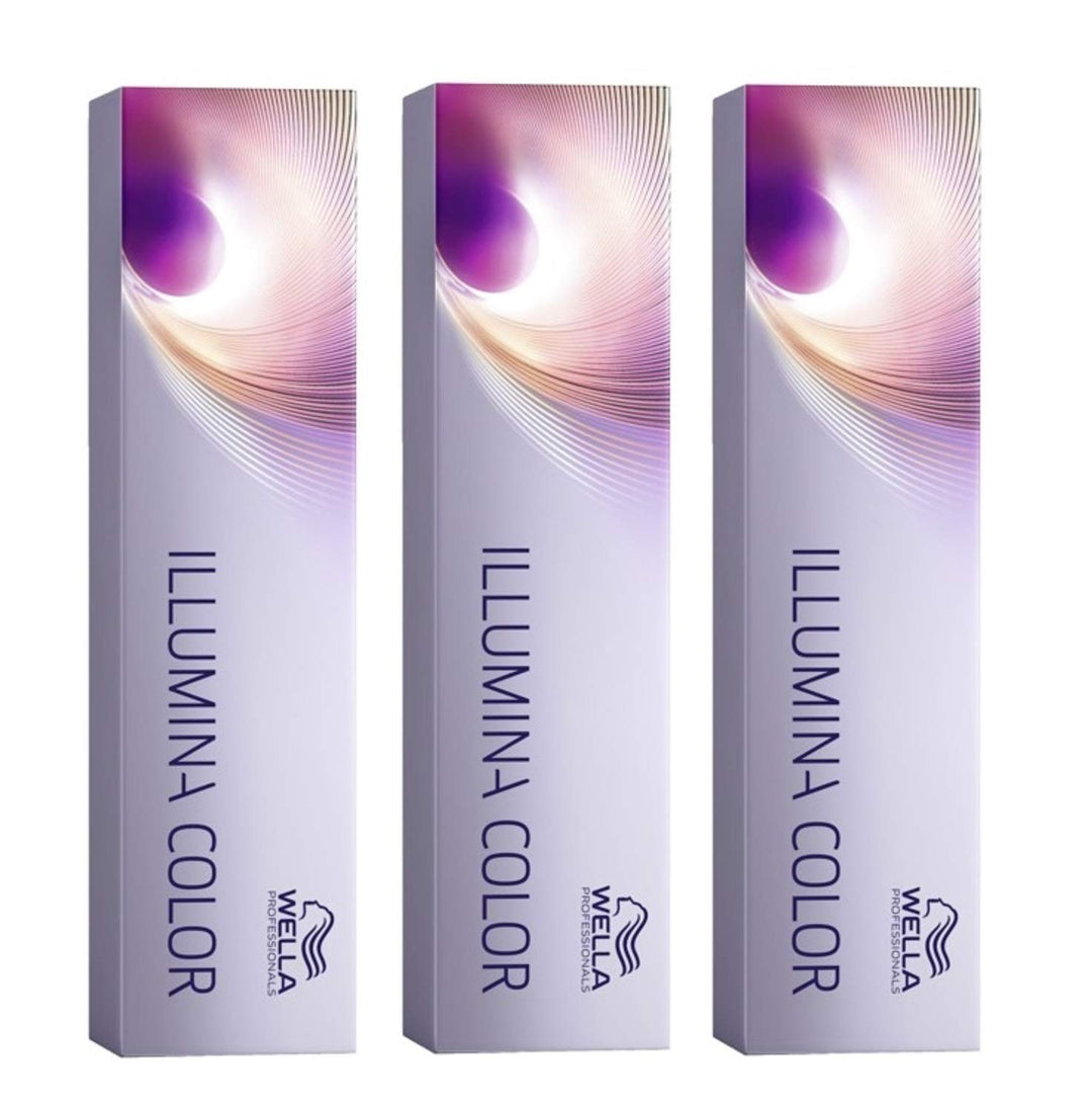 Wella Professionals 3er Pack Illumina Color 10/69 Hellblond / Violet Cendre Schwarz 60 ml (3er Pack)