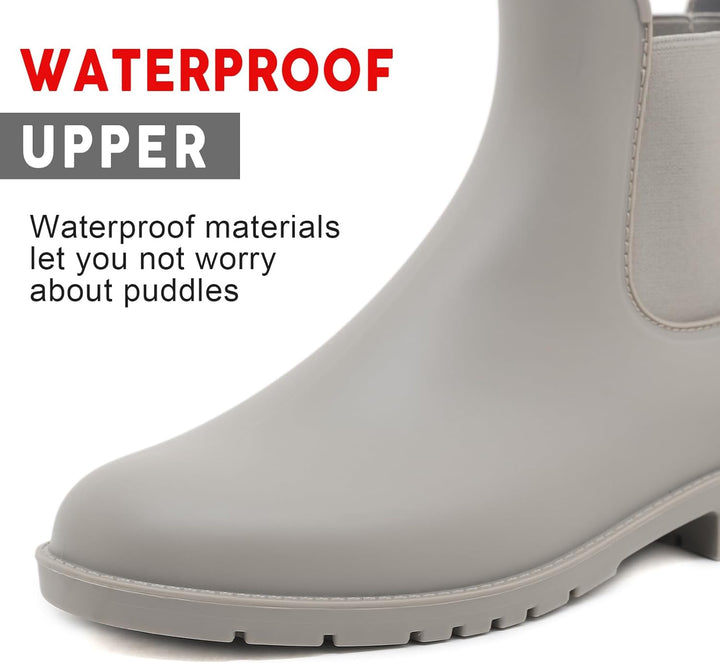 Unisex-Erwachsene Gummistiefel Wasserdicht mit Blockabsatz, Gr.35-43 41 EU 23 Grau, 41 EU 23 Grau