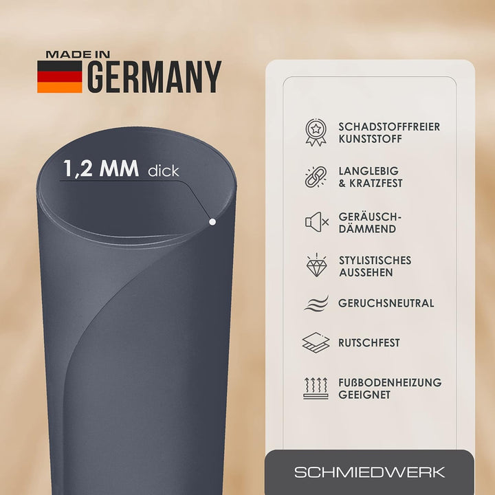 Bodenschutzmatte farbig | Bürostuhl Unterlage | Kratzfest | Made in Germany (Anthrazit, 90 x 120 cm)