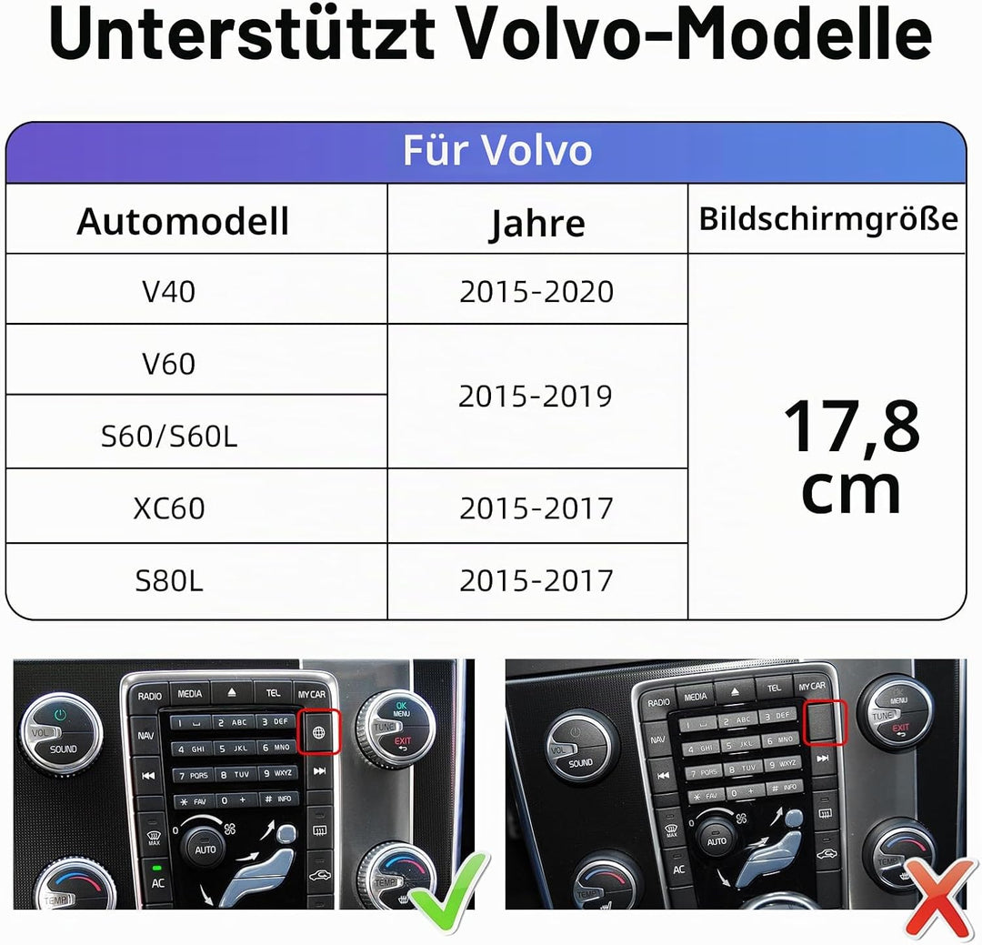 EZoneTronics Wireless CarPlay &amp; Android Auto Retrofit Kit Decoder Box für Volvo V40 V60 S60 XC60 S80